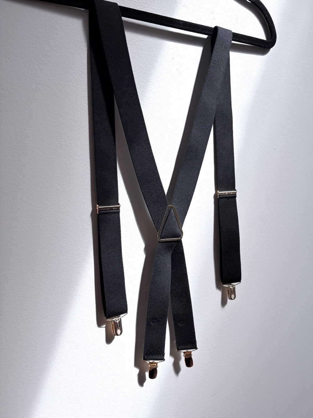Vintage Cas Germany Black Suspenders with Gold Hardware